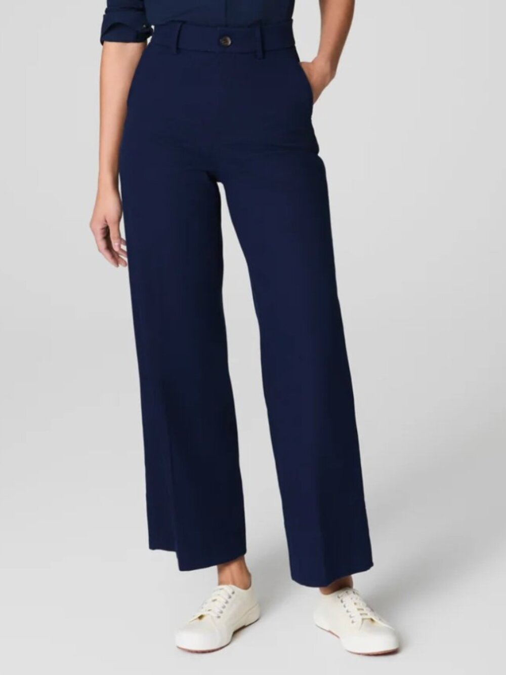 SPANX Supersmooth™ Stretch Twill Cropped Wide Leg Pant | Timeless Navy